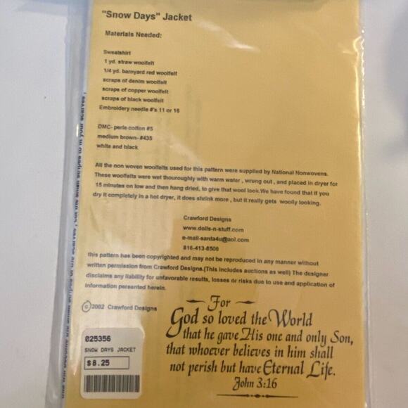 Crawford Designs 060 Pattern Snow Days Jacket Stencil Christmas Craft Grandma - Picture 4 of 6